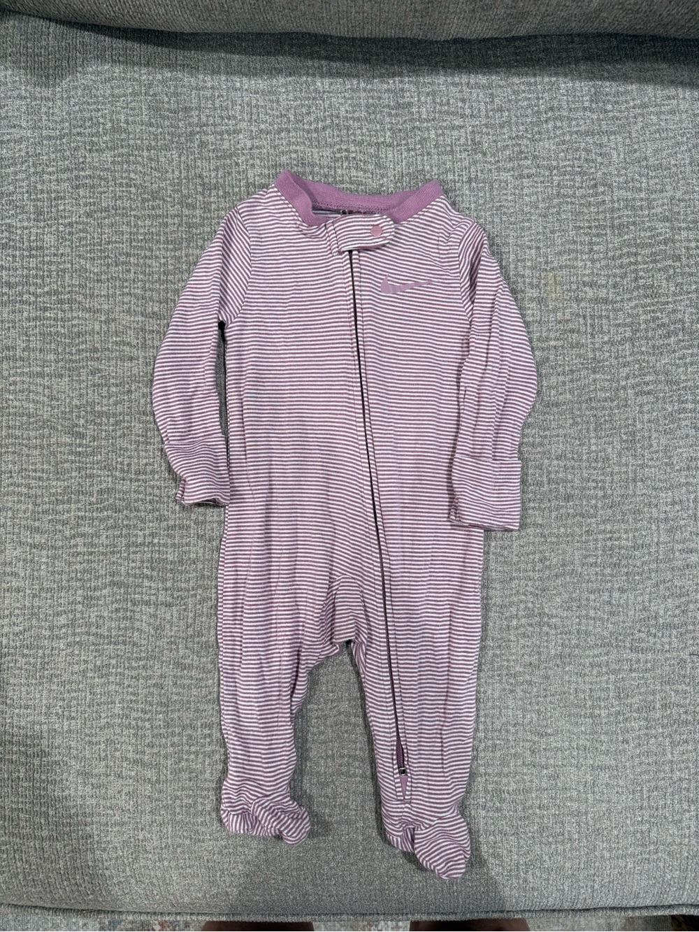 Nike Purple and White Striped Footed One-Piece
